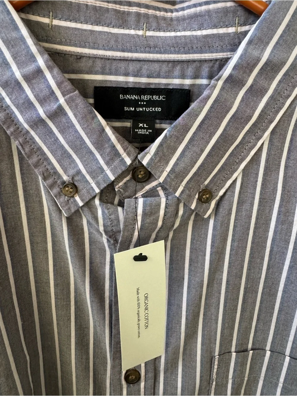 Button-Down Striped Men's Shirt - Gray/White